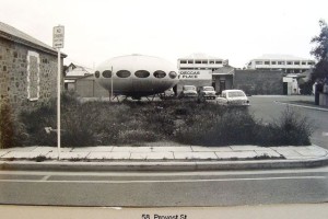 Futuro House in the car park behind Deccas Restaurant in Melbourne Street