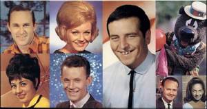 Channel 9 personalities including; Top row (l to r) Reg Lindsay, Pam Weston, Ernie Sigley, Humphrey Bear. Bottom row; Anne Wills, Ian Fairweather, Lionel Williams and Ann North. Source: Miracle on Tynte Street; The Channel 9 Story by Rex Heading and Trevor Jones.