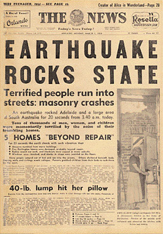 Photo from State Library of SA. Front page from Adelaide's afternoon newspaper The News