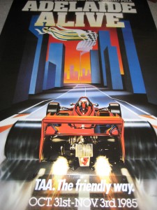 Photo from State Library SA. The poster that promoted the first Adelaide Grand Prix in 1985