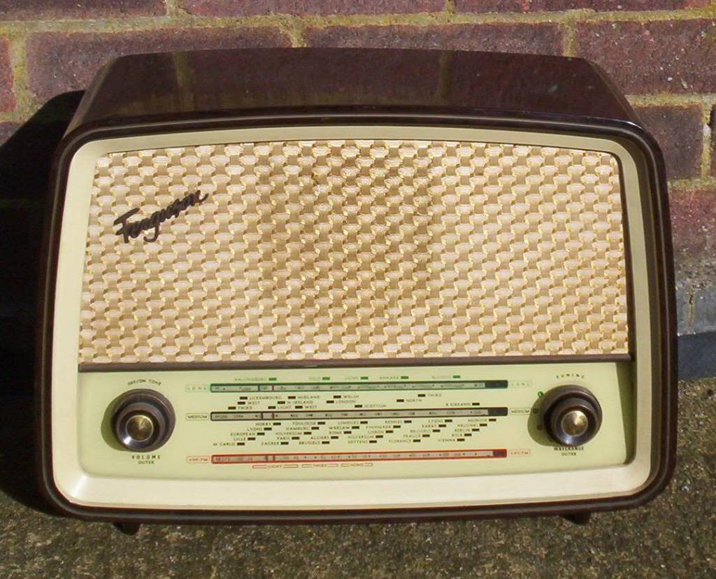 An old fashioned valve mantel radio similar to the one we had at home in the 50s