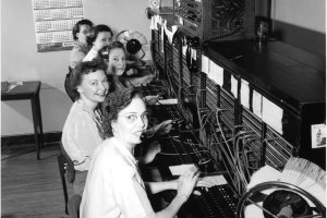Photo from Google Images. Manual switchboard operators at work in 1952