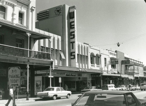 Photo from the State Library of SA. Wests Picture Theatre on the south side of Hindley St in 1975, just two years before its closure.