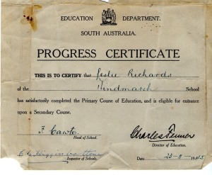 we used to get a 'Progress Certificate' at the end of primary school, which then allowed us to 'progress' to secondary school