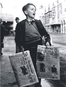 A newspsper boy in the 50s. I doubt that kids today would be able to do it. Quite apart from safety issues, there would be concerns and even accusations about childhood exploitation and mistreatment. 