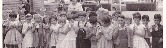 From the cover of the book Adelaide Remember When, school children from Ethelton Primary drinking their school milk