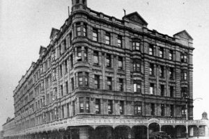 The Grand Central Hotel, on the southeast corner of Rundle and Pulteney streets, was built in 1910 and was the only kind of high Victorian building in Adelaide.