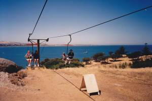 The Granite Island Chairlift, installed in 1964 and removed in 1996. Photo courtesy of Alex Prichard on Flickr