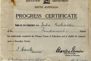 we used to get a 'Progress Certificate' at the end of primary school, which then allowed us to 'progress' to secondary school